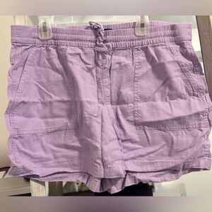 J. Crew Lavender Linen Blend High-Waist Drawstring Shorts